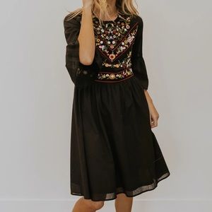 Roolee DeMille Black Embroidered Dress